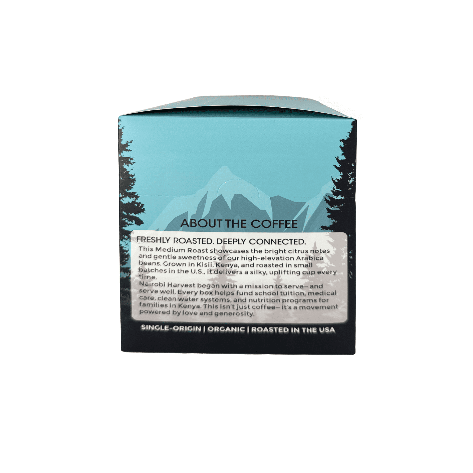 Nairobi Harvest Organic Kenyan Coffee K-Cups Medium Roast | 40% More Coffee | Individually Sealed | 100% Arabica | Compostable Pods | Keurig* Compatible Single-Serve Coffee Pods | 12 Count