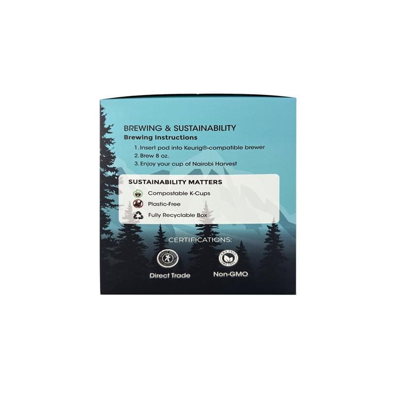 Nairobi Harvest Organic Kenyan Coffee K-Cups Medium Roast | 40% More Coffee | Individually Sealed | 100% Arabica | Compostable Pods | Keurig* Compatible Single-Serve Coffee Pods | 12 Count
